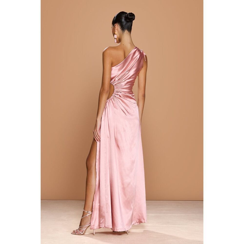 Sonya Moda Nour One-Shoulder Maxi Dress in Pink Wedding Guest Summer size S NWT - Picture 3 of 6